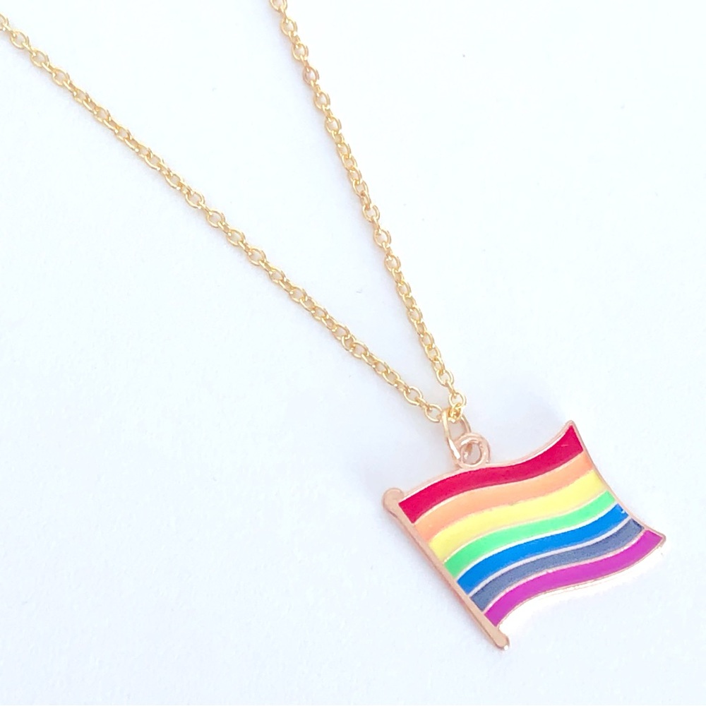 New Pride Rainbow Flag Charm Chain Necklace Colourful Fun Gift LGBTQ+ June